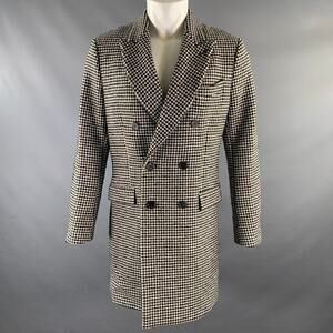 AMI by ALEXANDRE MATTIUSSI Size 38 Black White Houndstooth Wool Coat